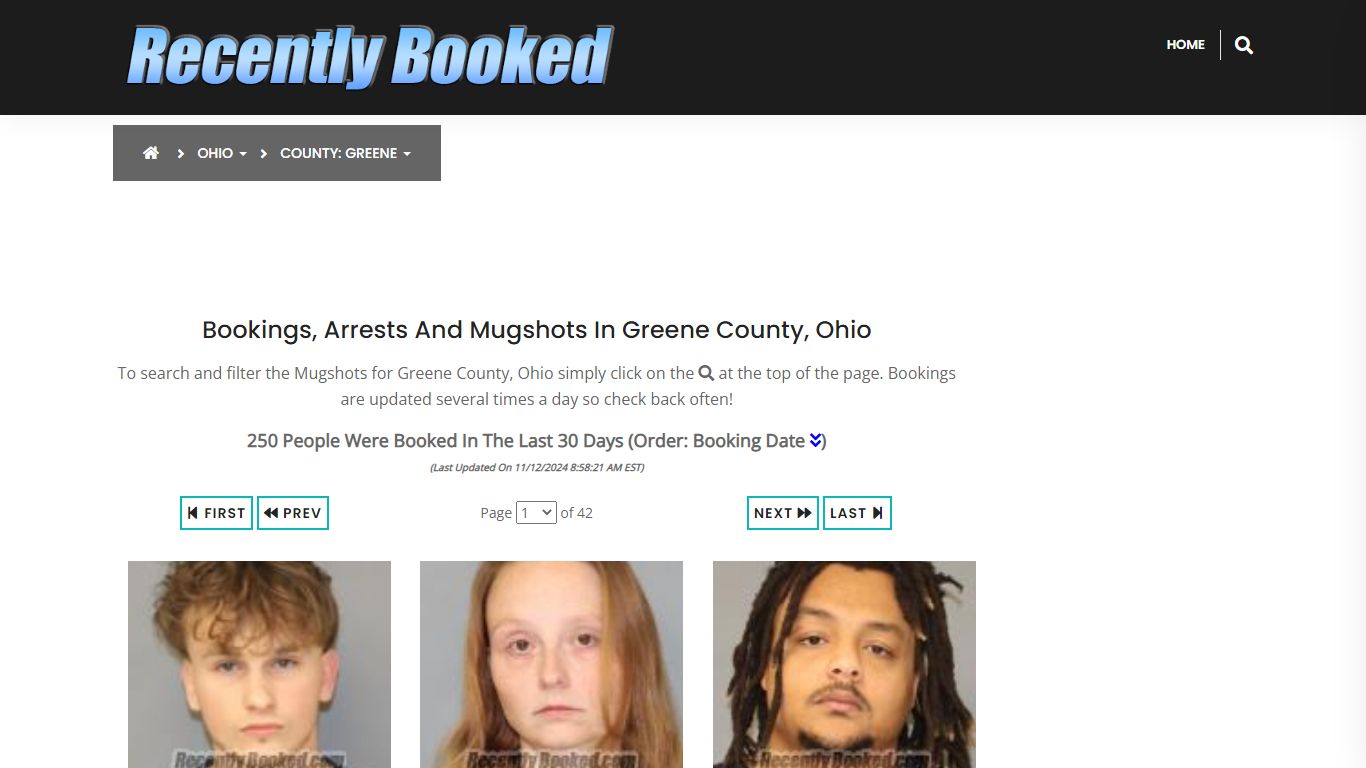 Bookings, Arrests and Mugshots in Greene County, Ohio - Recently Booked