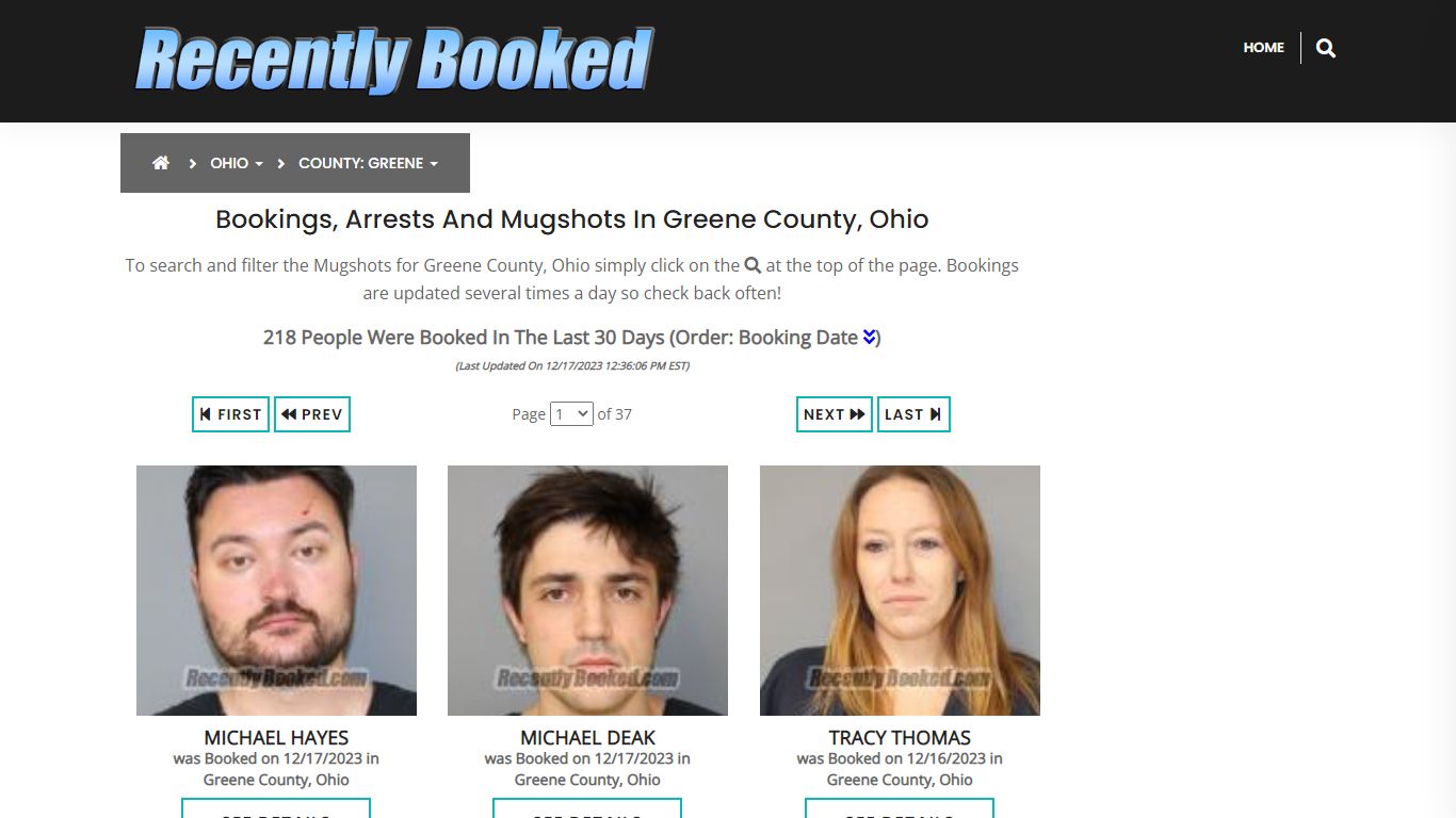 Recent bookings, Arrests, Mugshots in Greene County, Ohio - Recently Booked